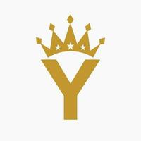 Crown Logo On Letter Y Luxury Symbol. Crown Logotype Template vector