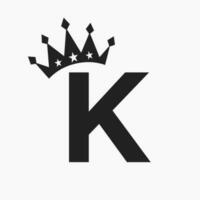 Crown Logo On Letter K Luxury Symbol. Crown Logotype Template vector