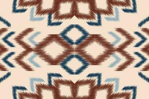 Ethnic Ikat fabric pattern geometric style.African Ikat embroidery Ethnic oriental pattern brown cream background. Abstract,vector,illustration.Texture,clothing,frame,decoration,carpet,motif. vector