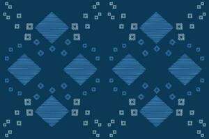 Ethnic Ikat fabric pattern geometric style.African Ikat embroidery Ethnic oriental pattern blue background. Abstract,vector,illustration.Texture,clothing,frame,decoration,carpet,motif. vector