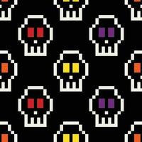 Vector fabric pattern illustration black background pixel cross stitch abstract skull patterns cute vertical skulls black color tone halloween background 23.7.23 5