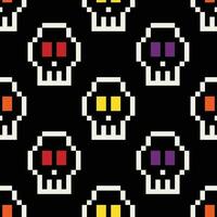 Vector fabric pattern illustration black background pixel cross stitch abstract skull patterns cute vertical skulls black color tone halloween background 23.7.23 5