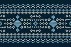 Ethnic Ikat fabric pattern geometric style.African Ikat embroidery Ethnic oriental pattern blue background. Abstract,vector,illustration.Texture,clothing,frame,decoration,carpet,motif. vector