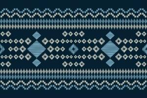 Ethnic Ikat fabric pattern geometric style.African Ikat embroidery Ethnic oriental pattern blue background. Abstract,vector,illustration.Texture,clothing,frame,decoration,carpet,motif. vector