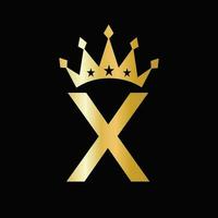 letra X lujo logo con corona símbolo. corona logotipo modelo vector