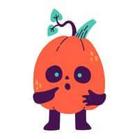 Happy Halloween illustration. Vector cute illustration of pumpkin head in trendy colors for postcard, flyer, banner