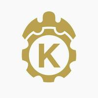 Construction Logo Letter K Concept With Gear Icon. Engineering Architect Repair Logotype vector