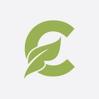 Letter C Leaf Logo. Eco Farm Logotype Vector Template. Organic Symbol