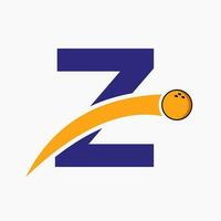 Letter Z Bowling Logo. Bowling Ball Symbol With Moving Ball Icon vector