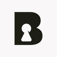 Letter B Key Hold Logo Design. Locked Icon, Security, Protection, Safe Symbol Vector Template