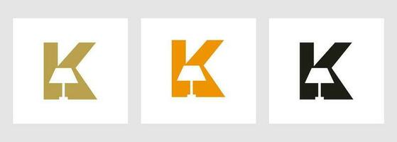 Lamp Logo On Letter K. Lamp Symbol Vector Template