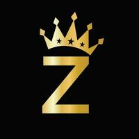 Letter Z Luxury Logo With Crown Symbol. Crown Logotype Template vector