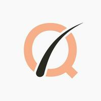 Letter Q Hair Treatment Logo Vector Template. Hair Care Symbol