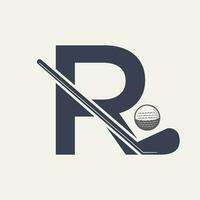 Letter R Hockey Tournament Logo. Ice Hockey Badge Logo Template vector