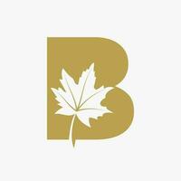 Letter B Maple Leaf Elegant Logo. Maple Leaf Logotype Vector Template