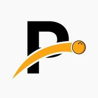 Letter P Bowling Logo. Bowling Ball Symbol With Moving Ball Icon vector