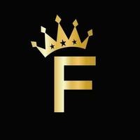 Letter F Luxury Logo With Crown Symbol. Crown Logotype Template vector