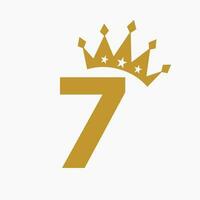 Crown Logo On Letter 7 Luxury Symbol. Crown Logotype Template vector