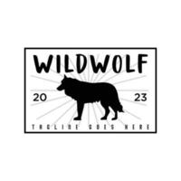 Retro vintage wild wolf logo design template vector