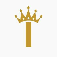 Crown Logo On Letter I Luxury Symbol. Crown Logotype Template vector