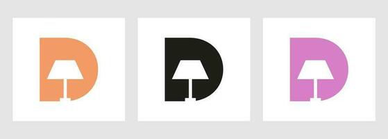 Lamp Logo On Letter D. Lamp Symbol Vector Template