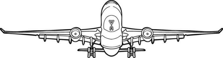 airplane front take off from runway vector