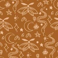 seamless pattern on the theme of magic, witchcraft. vintage halloween print in hand drawing style vector