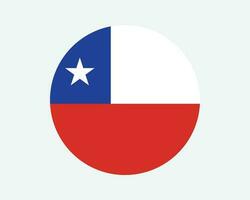 Chile Round Country Flag. Circular Chilean National Flag. Republic of Chile Circle Shape Button Banner. EPS Vector Illustration.