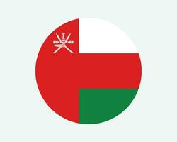 Oman Round Country Flag. Omani Circle National Flag. Sultanate of Oman Circular Shape Button Banner. EPS Vector Illustration.