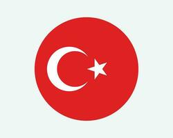 Turkey Round Country Flag. Turkish Circle National Flag. Republic of Turkey Circular Shape Button Banner. EPS Vector Illustration.