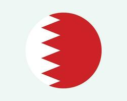 Bahrain Round Country Flag. Circular Bahraini National Flag. Kingdom of Bahrain Circle Shape Button Banner. EPS Vector Illustration.
