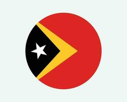 East Timor Round Country Flag. East Timorese Circle National Flag. Democratic Republic of Timor-Leste Circular Shape Button Banner. EPS Vector Illustration.