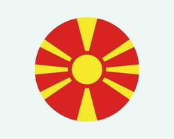 North Macedonia Round Country Flag. North Macedonian Circle National Flag. Republic of North Macedonia Circular Shape Button Banner. EPS Vector Illustration.