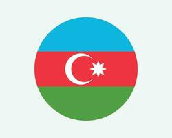 Azerbaijan Round Country Flag. Circular Azerbaijani Azeri National Flag. Republic of Azerbaijan Circle Shape Button Banner. EPS Vector Illustration.