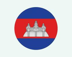 Cambodia Round Country Flag. Circular Cambodian Khmer National Flag. Kingdom of Cambodia Circle Shape Button Banner. EPS Vector Illustration.