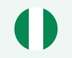 Nigeria Round Country Flag. Nigerian Circle National Flag. Federal Republic of Nigeria Circular Shape Button Banner. EPS Vector Illustration.