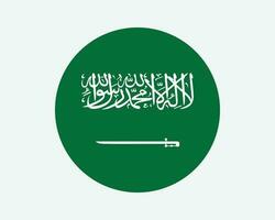 Saudi Arabia Round Country Flag. Saudi Arabian Circle National Flag. Kingdom of Saudi Arabia Circular Shape Button Banner. EPS Vector Illustration.