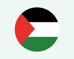 Palestine Round Country Flag. Palestinian Circle National Flag. State of Palestine Circular Shape Button Banner. EPS Vector Illustration.