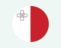 Malta Round Country Flag. Maltese Circle National Flag. Republic of Malta Circular Shape Button Banner. EPS Vector Illustration.