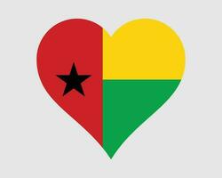 Guinea-Bissau Heart Flag. Bissau Guinean Love Shape Country Nation National Flag. Republic of Guinea Bissau Banner Icon Sign Symbol. EPS Vector Illustration.