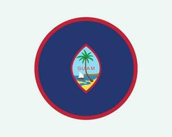 Guam Round Flag. Guamanian Circle Flag. Unincorporated and Organized US USA territory Circular Shape Button Banner. EPS Vector Illustration.