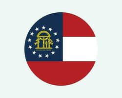 Georgia USA Round State Flag. GA, US Circle Flag. State of Georgia, United States of America Circular Shape Button Banner. EPS Vector Illustration.