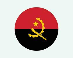 Angola Round Country Flag. Circular Angolan National Flag. Republic of Angola Circle Shape Button Banner. EPS Vector Illustration.