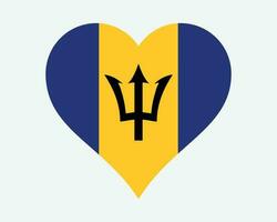 Barbados Heart Flag. Barbadian Bajan Love Shape Country Nation National Flag. Barbados Banner Icon Sign Symbol. EPS Vector Illustration.