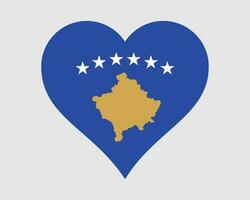 Kosovo Heart Flag. Kosovar Kosovan Love Shape Country Nation National Flag. Republic of Kosovo Banner Icon Sign Symbol. EPS Vector Illustration.