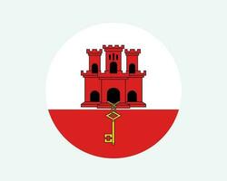 Gibraltar Round Flag. Gibraltar Circle Flag. British Overseas Territory UK United Kingdom Circular Shape Button Banner. EPS Vector Illustration.