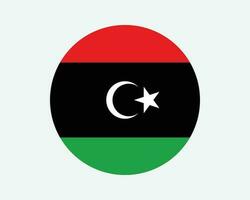 Libya Round Country Flag. Libyan Circle National Flag. State of Libya Circular Shape Button Banner. EPS Vector Illustration.