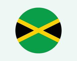 Jamaica Round Country Flag. Jamaican Circle National Flag. Jamaica Circular Shape Button Banner. EPS Vector Illustration.