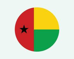 Guinea-Bissau Round Country Flag. Bissau-Guinean Circle National Flag. Republic of Guinea-Bissau Circular Shape Button Banner. EPS Vector Illustration.