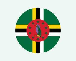 Dominica Round Country Flag. Circular Dominican National Flag. Commonwealth of Dominica Circle Shape Button Banner. EPS Vector Illustration.
